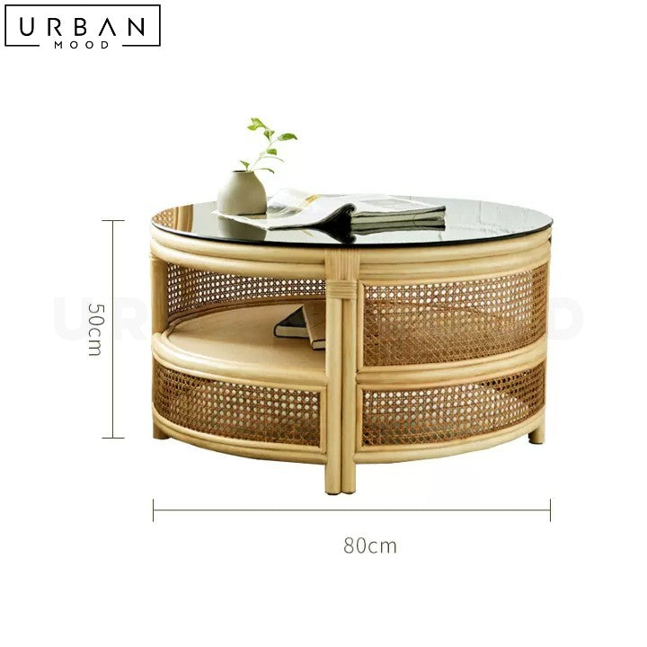 JENNI Rustic Rattan Coffee Table