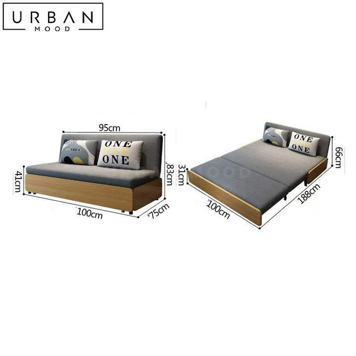 JOLEN Modern Solid Wood Sofa Bed