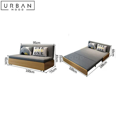 JOLEN Modern Solid Wood Sofa Bed