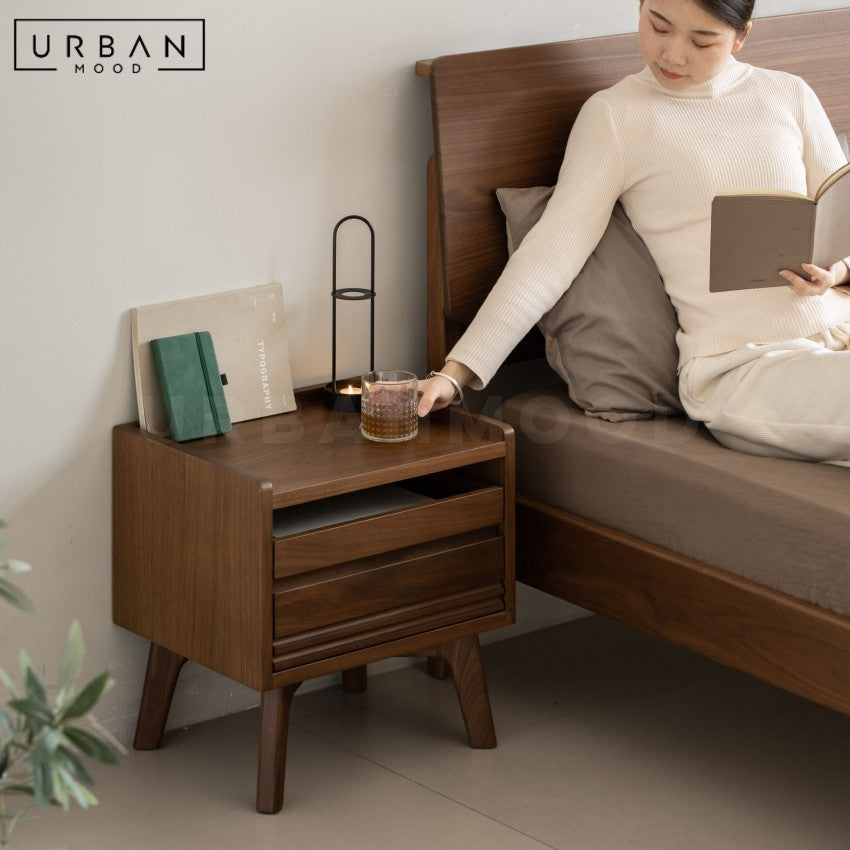 JONNY Rustic Solid Wood Bedside Table