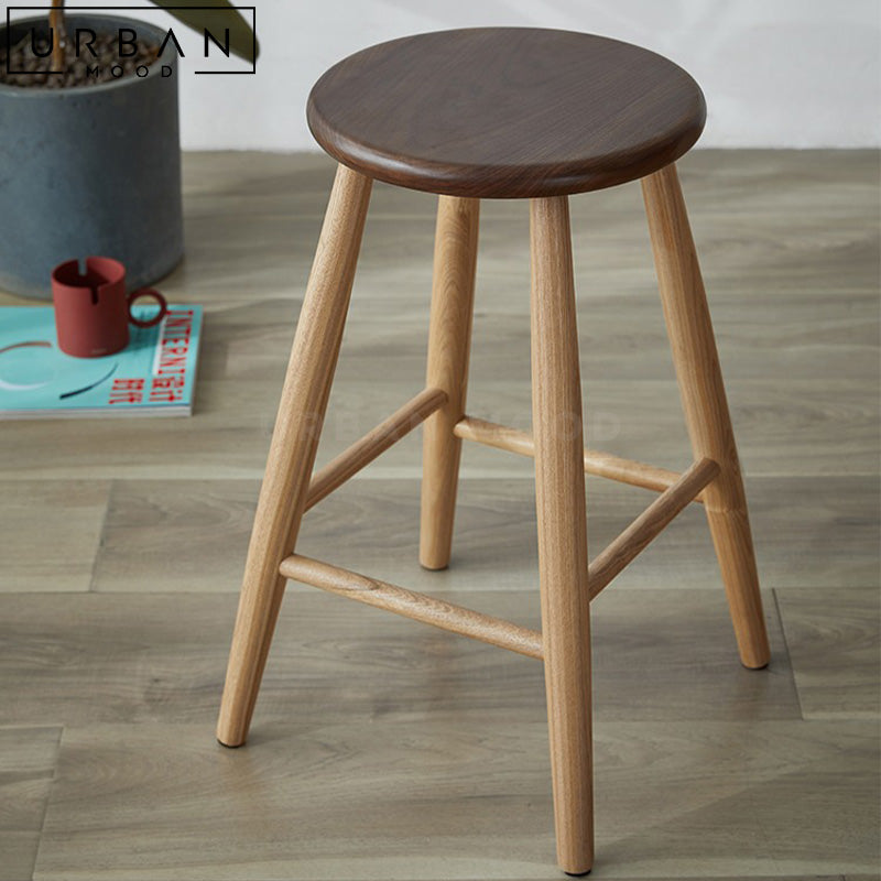 JORDA Rustic Solid Wood Bar Stool