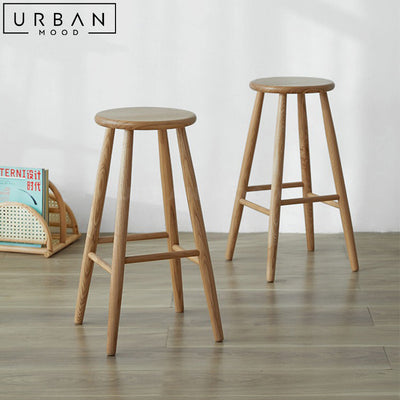 JORDA Rustic Solid Wood Bar Stool