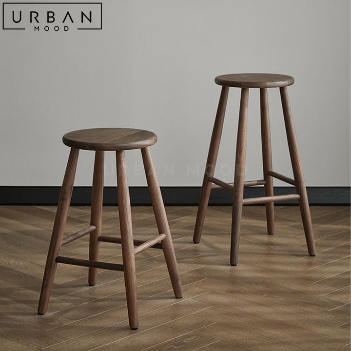 JORDA Rustic Solid Wood Bar Stool