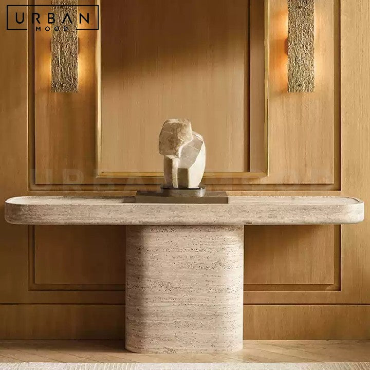 JOYFUL Wabi Sabi Travertine Console Table