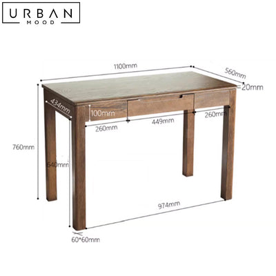 JUANA Rustic Solid Wood Study Desk