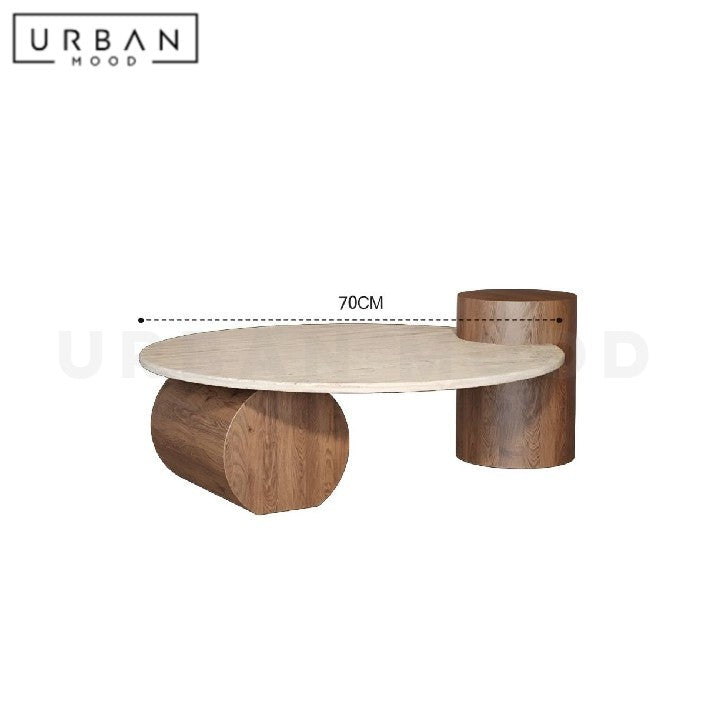 KADIATOU Modern Travertine Round Coffee Table