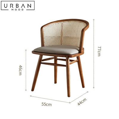 KALEB Rustic Rattan Dining Chair (Set of 2)