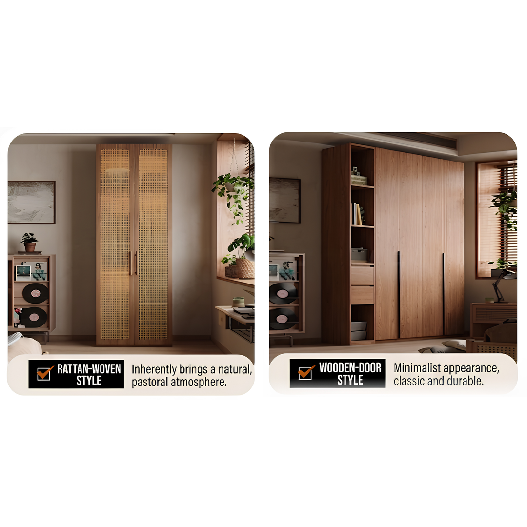 KARAE Rustic Rattan Wardrobe - Urban Mood Singapore
