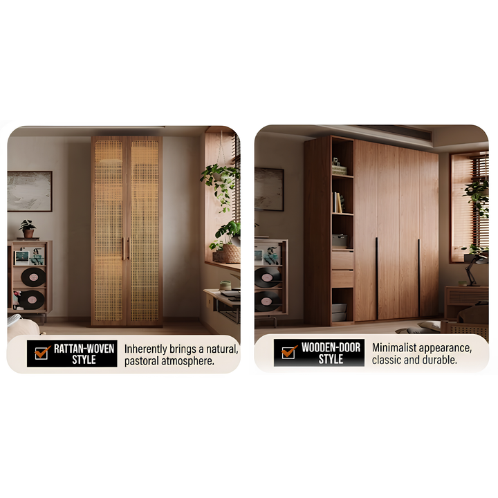 KARAE Rustic Rattan Wardrobe - Urban Mood Singapore