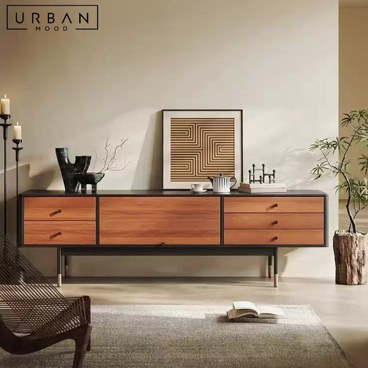 KARMEN Mid Century Solid Wood TV Console