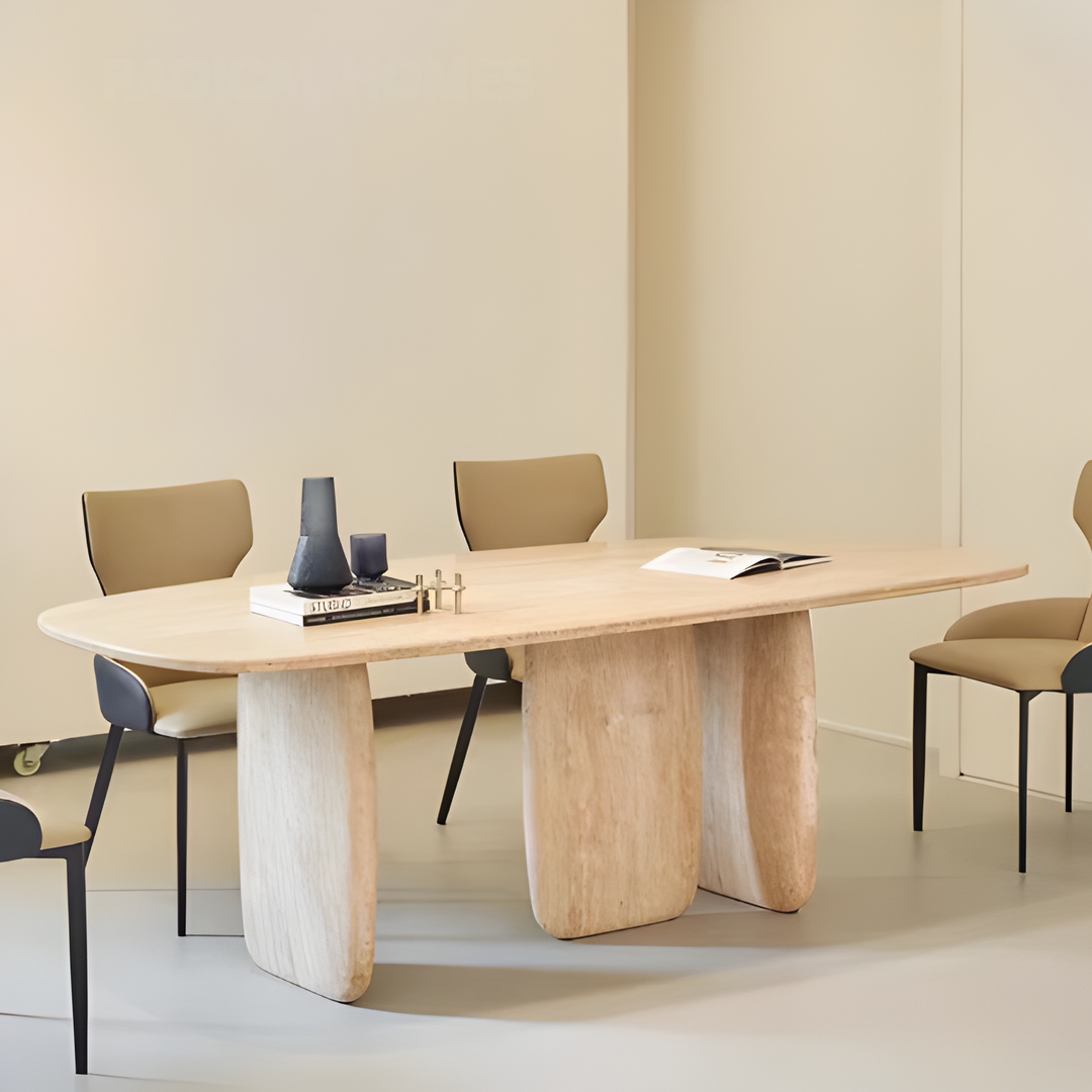KASSEN Modern Travertine Dining Table - Urban Mood Singapore