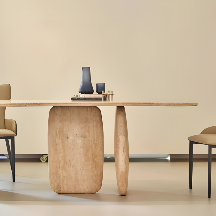 KASSEN Modern Travertine Dining Table - Urban Mood Singapore