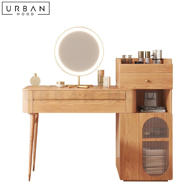 KASU Japandi Solid Wood Vanity Table Set