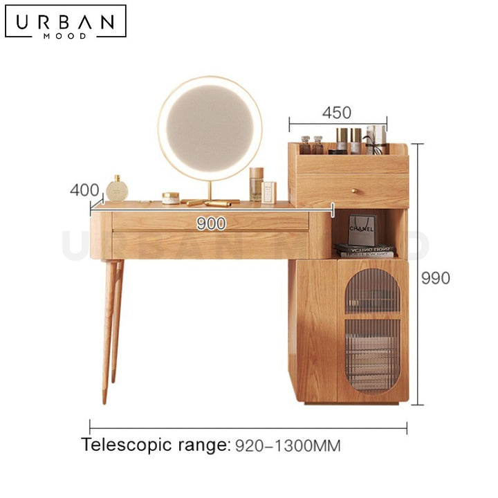 KASU Japandi Solid Wood Vanity Table Set