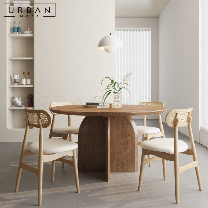 KATLA Modern Round Solid Wood Dining Table