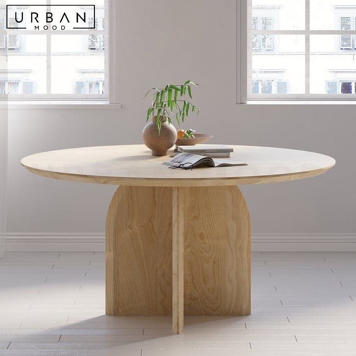 KATLA Modern Round Solid Wood Dining Table