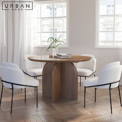 KATLA Modern Round Solid Wood Dining Table