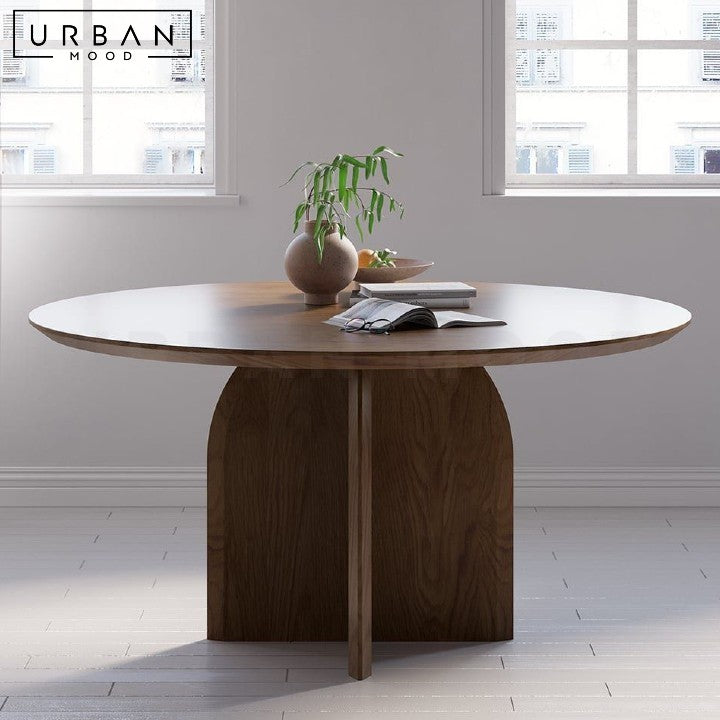 KATLA Modern Round Solid Wood Dining Table