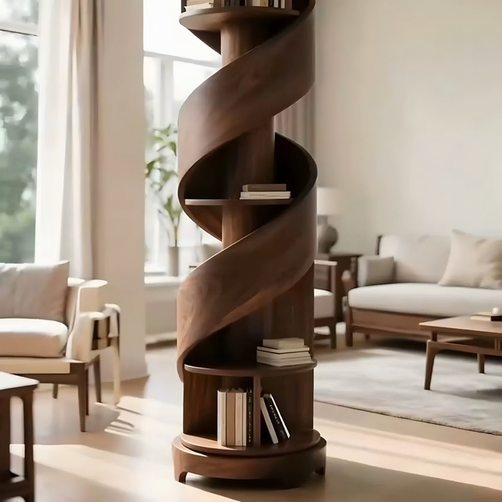 KELRO Modern Ash Wood Spiral Bookshelf - Urban Mood Singapore