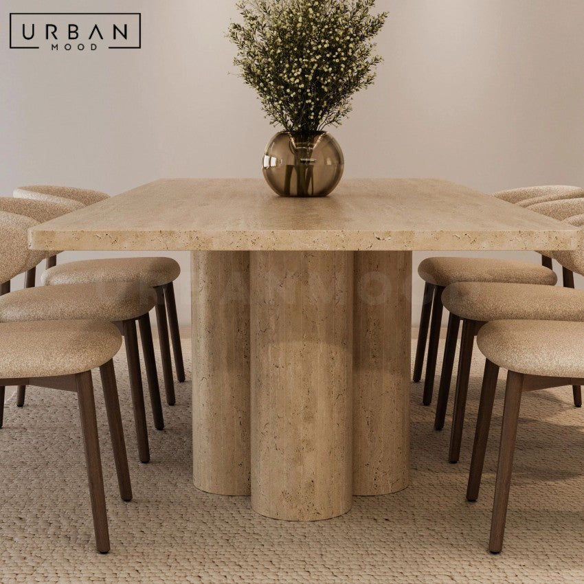 KENZER Modern Travertine Dining Table