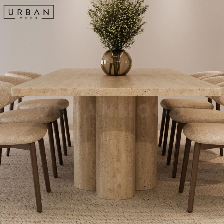 KENZER Modern Travertine Dining Table
