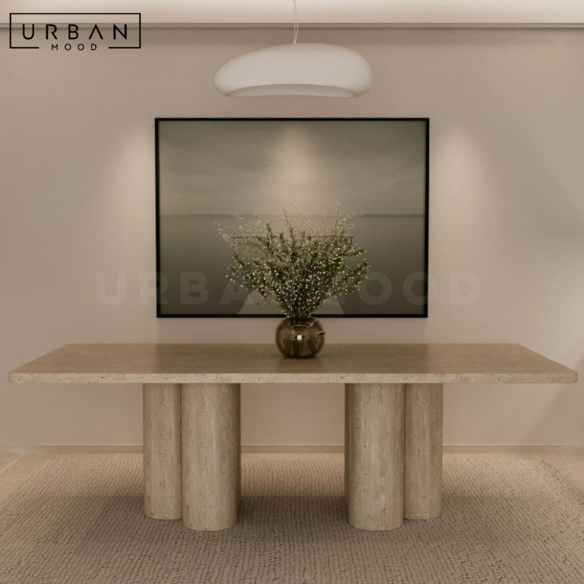 KENZER Modern Travertine Dining Table