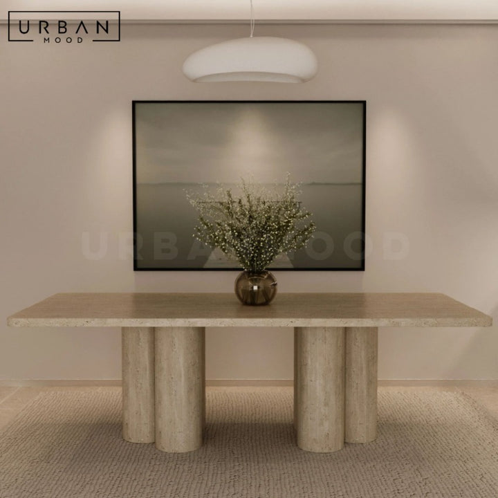 KENZER Modern Travertine Dining Table