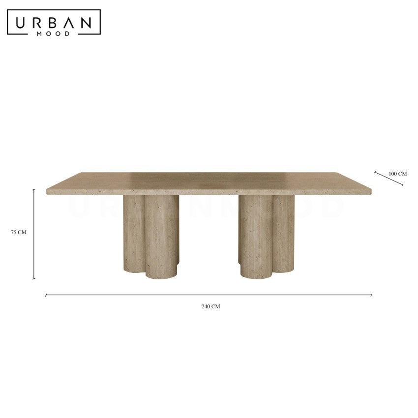 KENZER Modern Travertine Dining Table