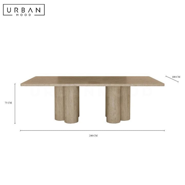 KENZER Modern Travertine Dining Table