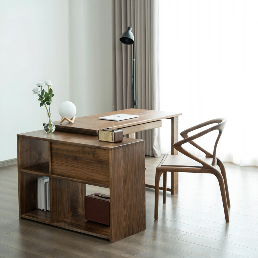 KINIMO Modern Walnut Wood Study Table - Urban Mood Singapore