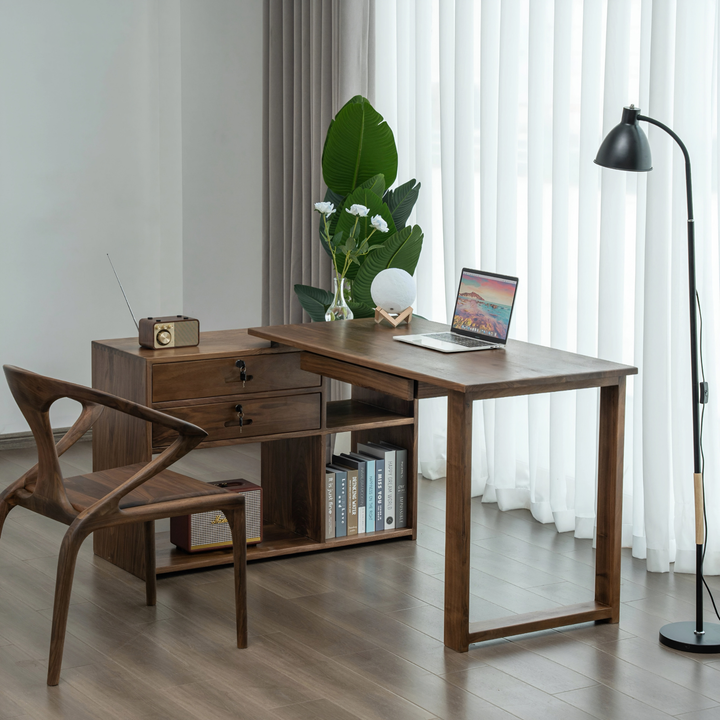 KINIMO Modern Walnut Wood Study Table - Urban Mood Singapore