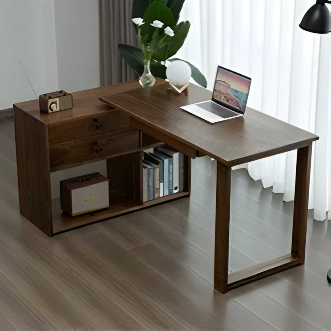 KINIMO Modern Walnut Wood Study Table - Urban Mood Singapore