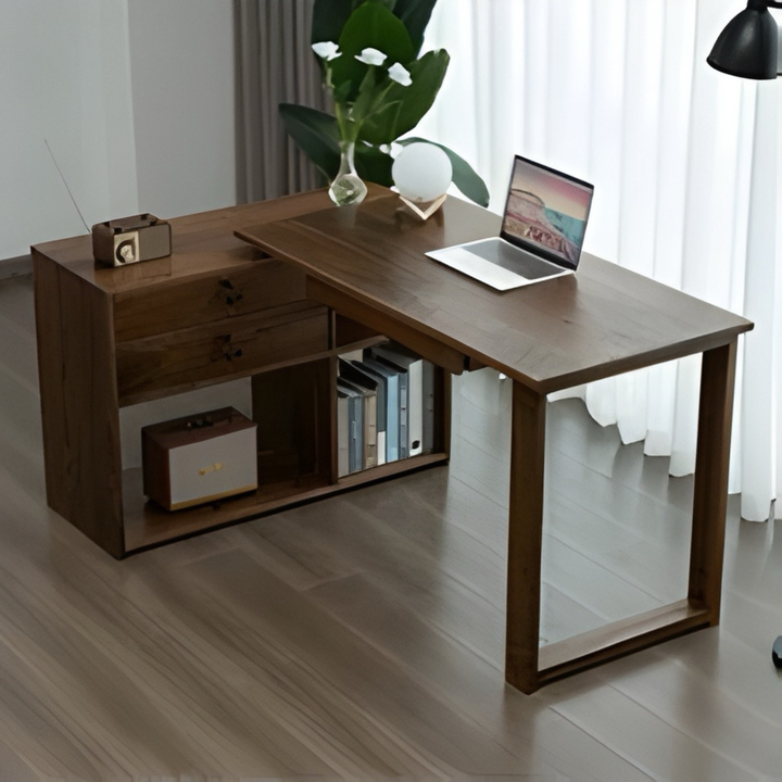 KINIMO Modern Walnut Wood Study Table - Urban Mood Singapore