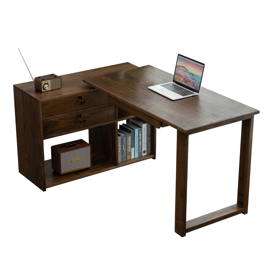 KINIMO Modern Walnut Wood Study Table - Urban Mood Singapore