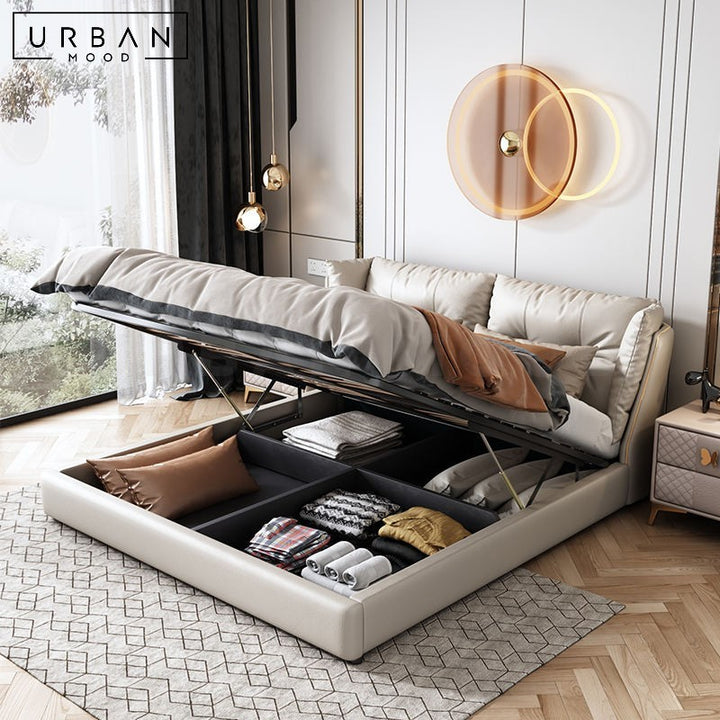 KLAN Modern Leather Storage Bedframe