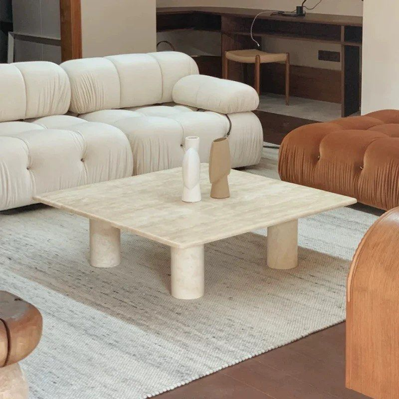 KORLAN Modern Travertine Square Coffee Table - Urban Mood Singapore