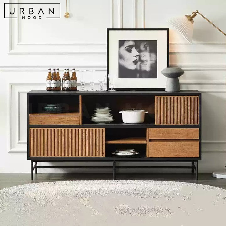 KREJ Industrial Solid Wood Sideboard