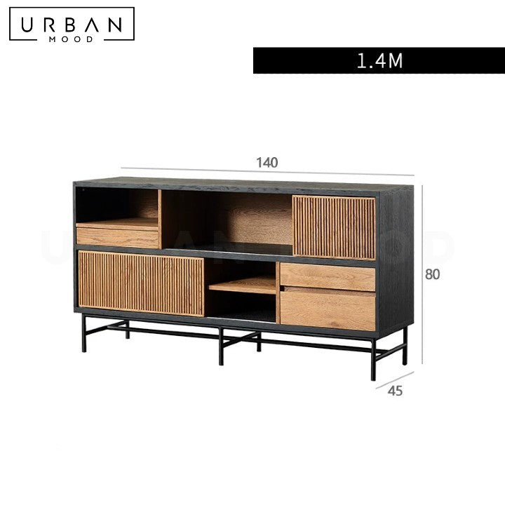 KREJ Industrial Solid Wood Sideboard