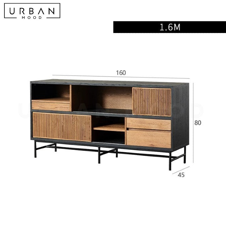 KREJ Industrial Solid Wood Sideboard