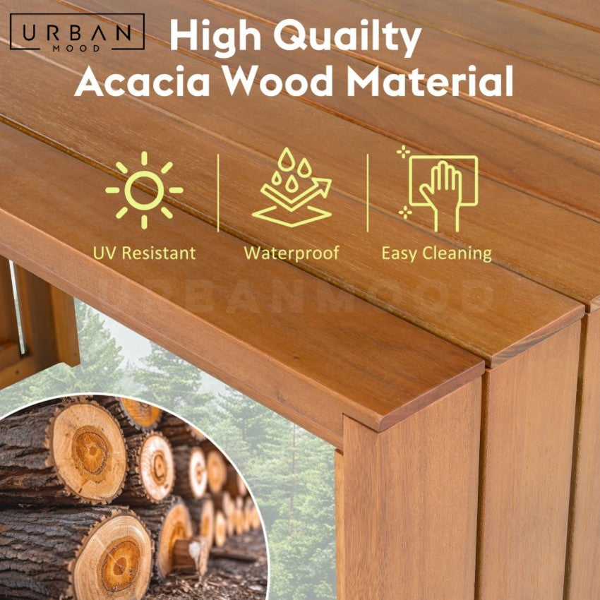 KURA Modern Solid Wood Outdoor Bar Table & Stools