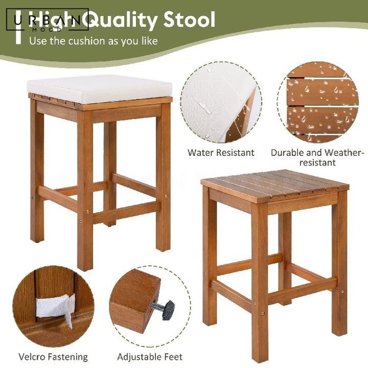 KURA Modern Solid Wood Outdoor Bar Table & Stools