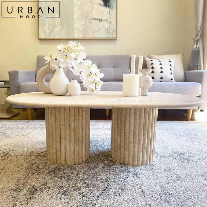 LARIA Modern Travertine Coffee Table