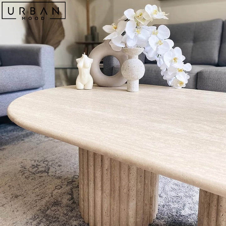 LARIA Modern Travertine Coffee Table