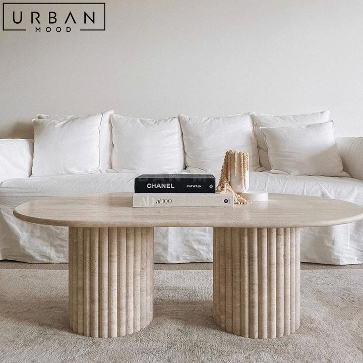 LARIA Modern Travertine Coffee Table