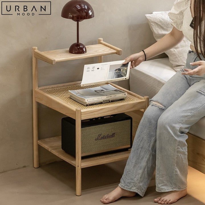 LUANN Japandi Rattan Bedside Table