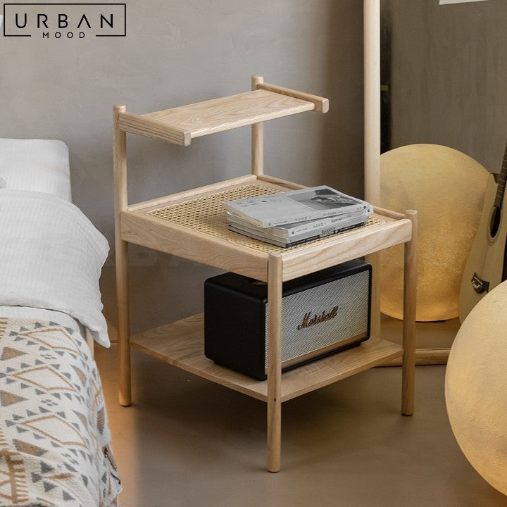 LUANN Japandi Rattan Bedside Table