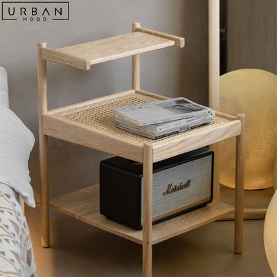 LUANN Japandi Rattan Bedside Table