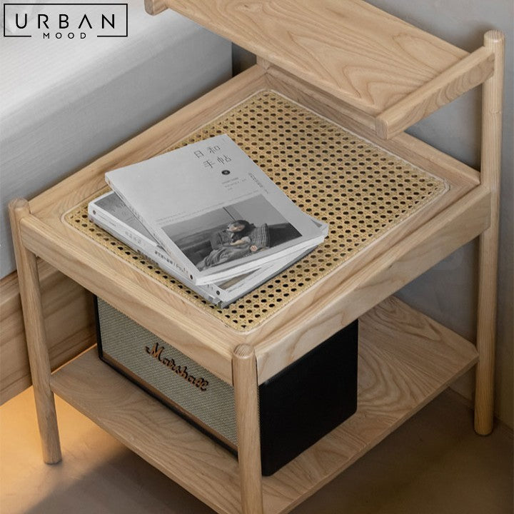 LUANN Japandi Rattan Bedside Table