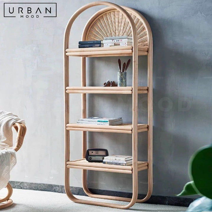 LAUKE Retro Rattan Display Shelf