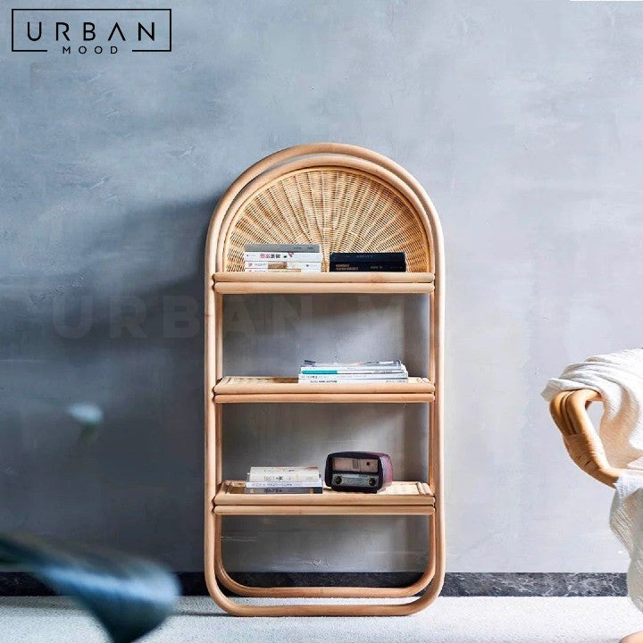 LAUKE Retro Rattan Display Shelf